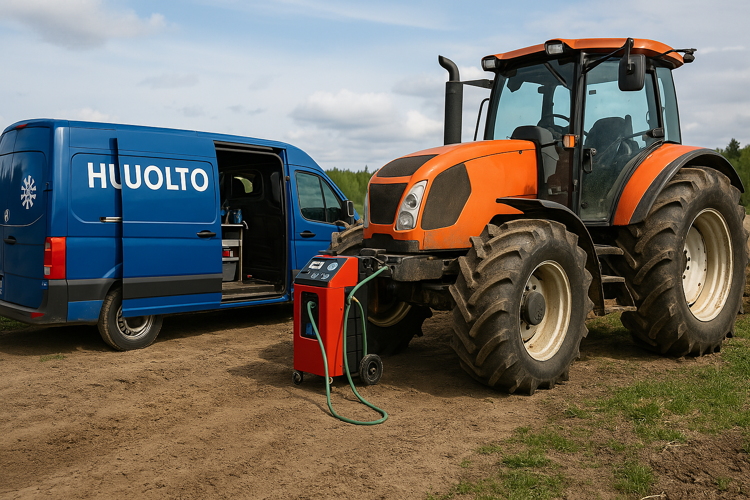 Ilmastointihuoltoa maastossa